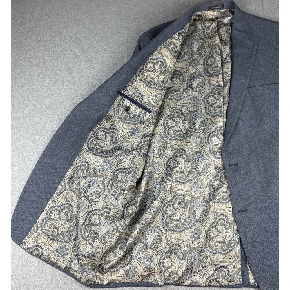 Lauren Ralph Lauren Sport Coat Blazer Men's 46L Blue 2 Button Paisley Lined